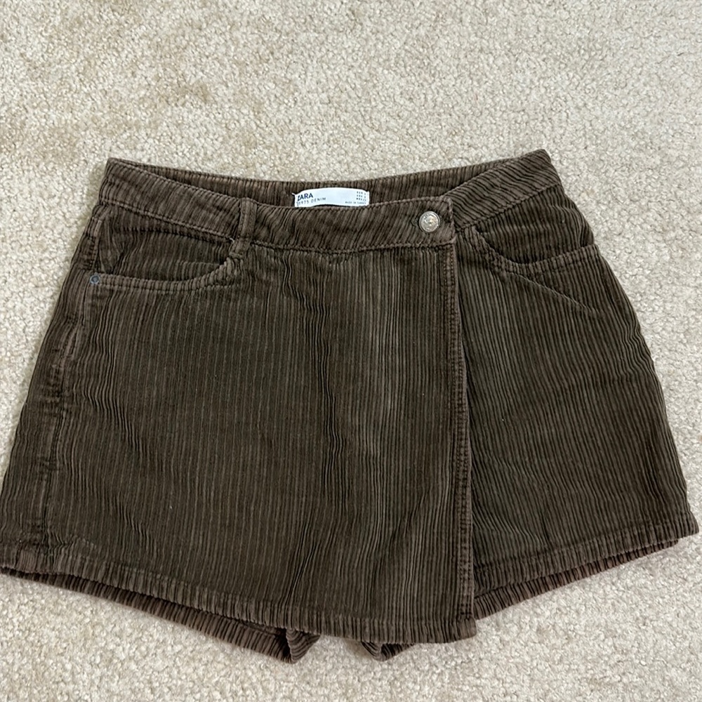Zara Brown Corduroy Skort
